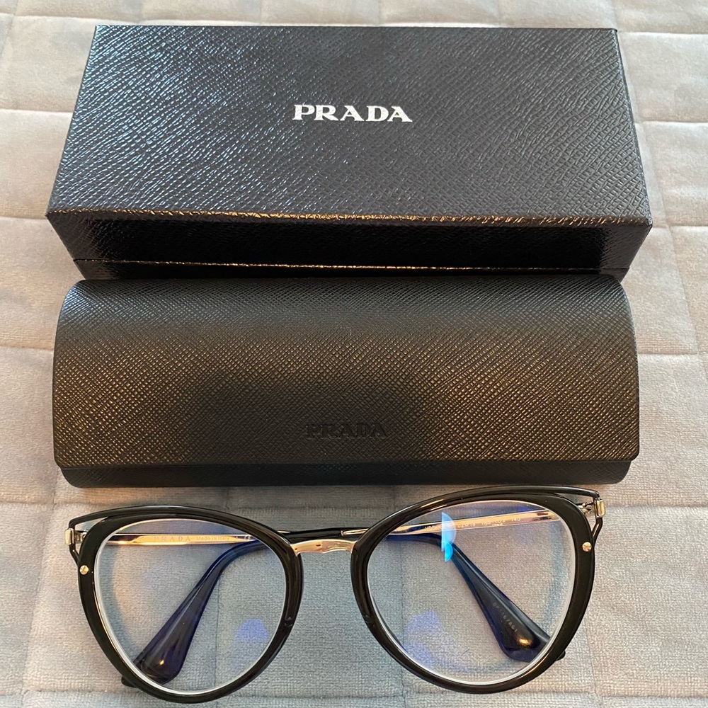 Prada PR 53UV Catwalk Womens Eyeglasses in Black and Gold size 52x19x145